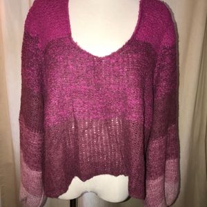 Free People Bubble Sleeve Pink Sweater